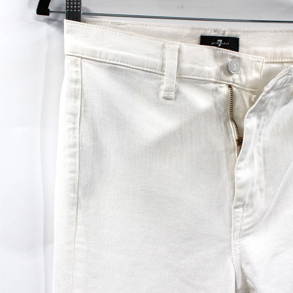 7 For All Mankind Flare Slit Jeans NEW White Denim Mid Rise Slim Leg Size 27 - Picture 4 of 9